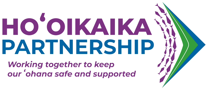 Hooikaika Partnership logo, working together to keep our ʻohana safe and supported
